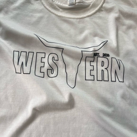 Jerzees White Short-Sleeve Graphic Tee with Longhorn WESTERN Print - Picture 2 of 5